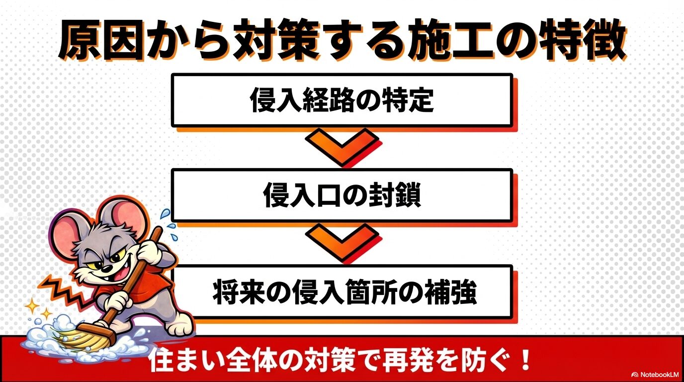 ROY株式会社のネズミ駆除は、侵入経路を封鎖することで再発を防止します。