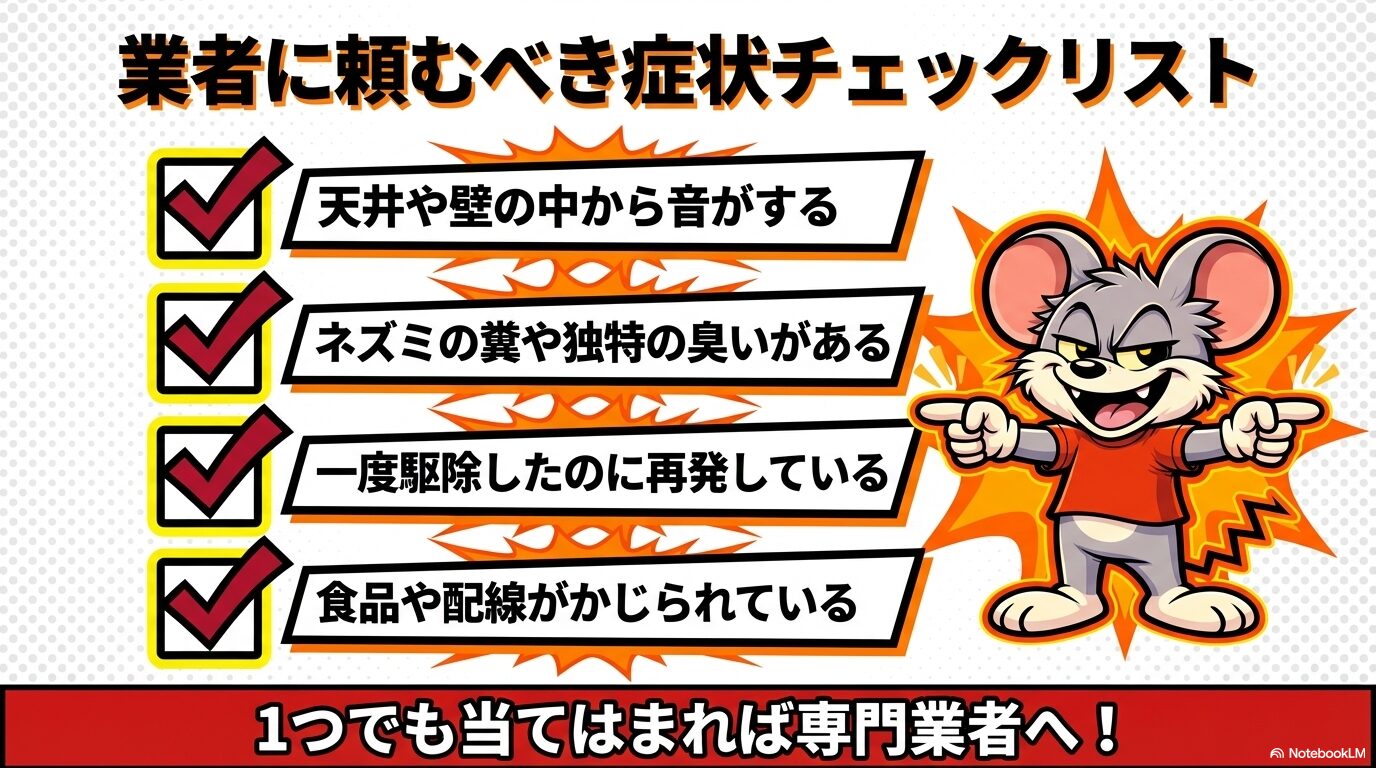 ネズミ被害4つ症状に該当する場合は、ROY株式会社のネズミ駆除を依頼するタイミングです。