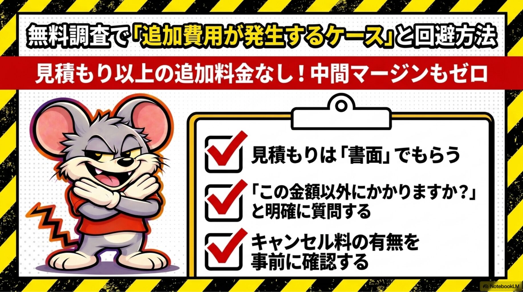 無料調査で「追加費用が発生するケース」と回避方法 | 無料調査で「追加費用が発生するケース」と回避方法を解説したスライ