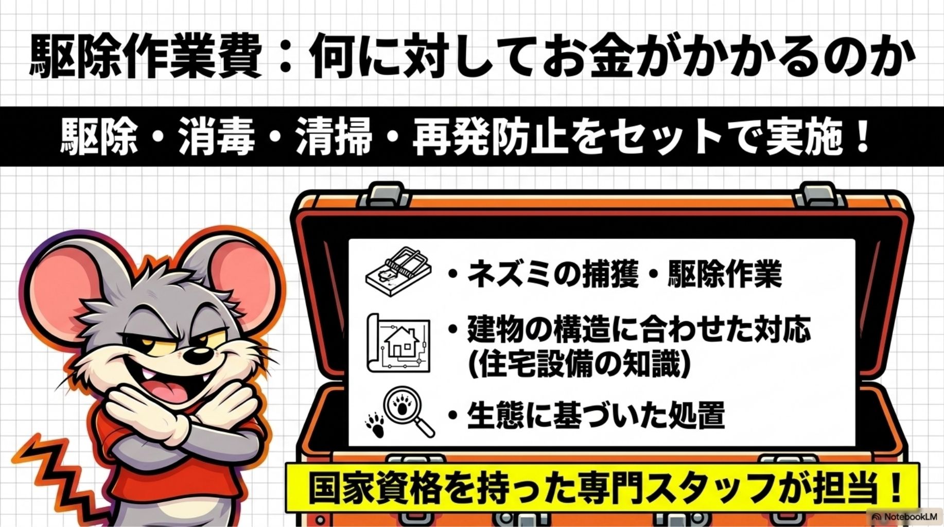 ②駆除作業費：何に対してお金がかかるのか | ②駆除作業費：何に対してお金がかかるのかを解説したスライド