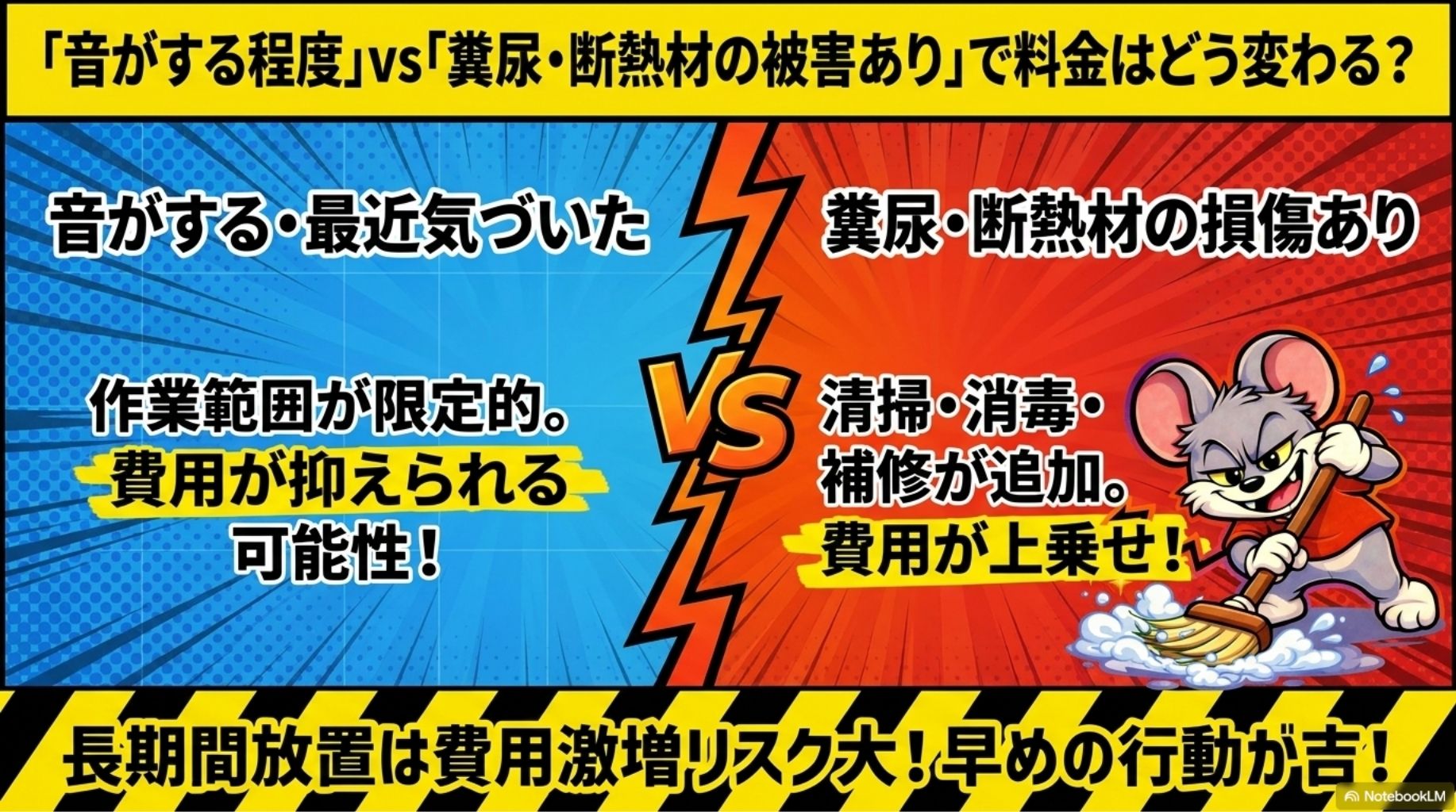 被害の大小による料金差について解説しています。