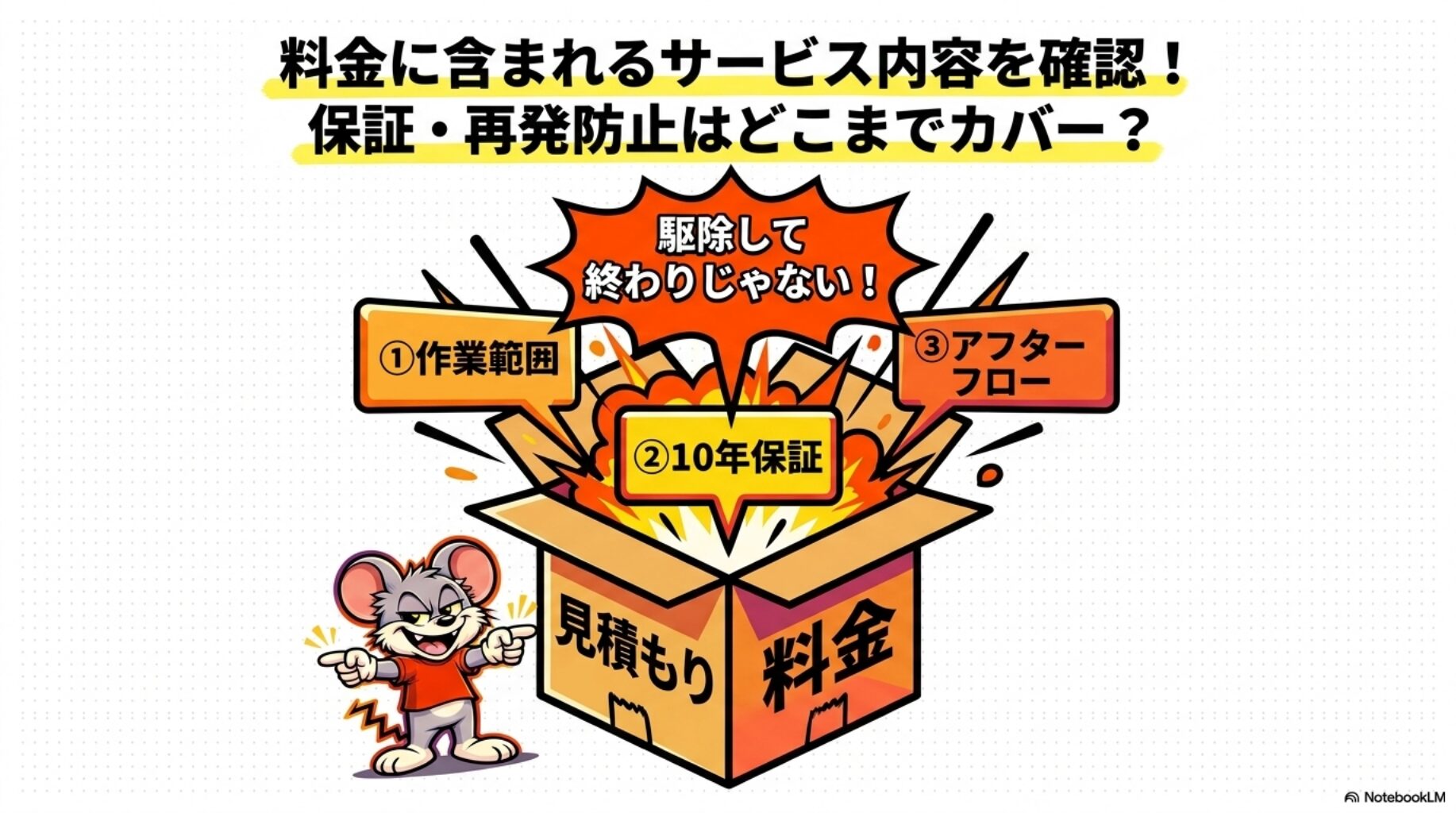 料金に含まれるサービス内容を確認。保証・再発防止はどこまでカバーしているか紹介します。