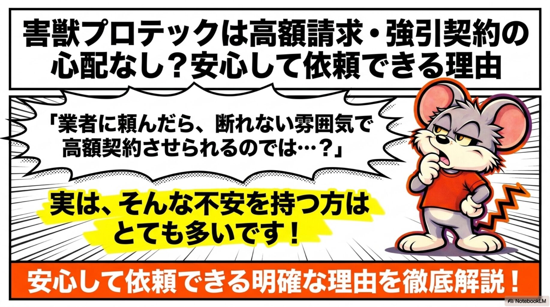 害獣プロテックは高額請求・強引契約の心配なし？安心して依頼できる理由