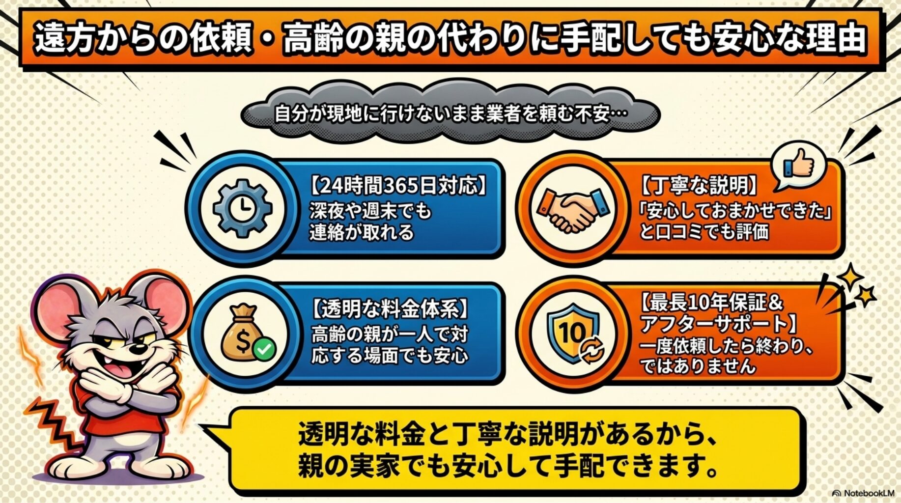 遠方からの依頼・高齢の親の代わりに手配しても安心な理由