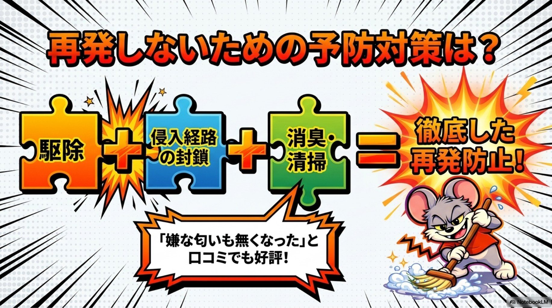 再発しないための予防対策は？を解説したスライド