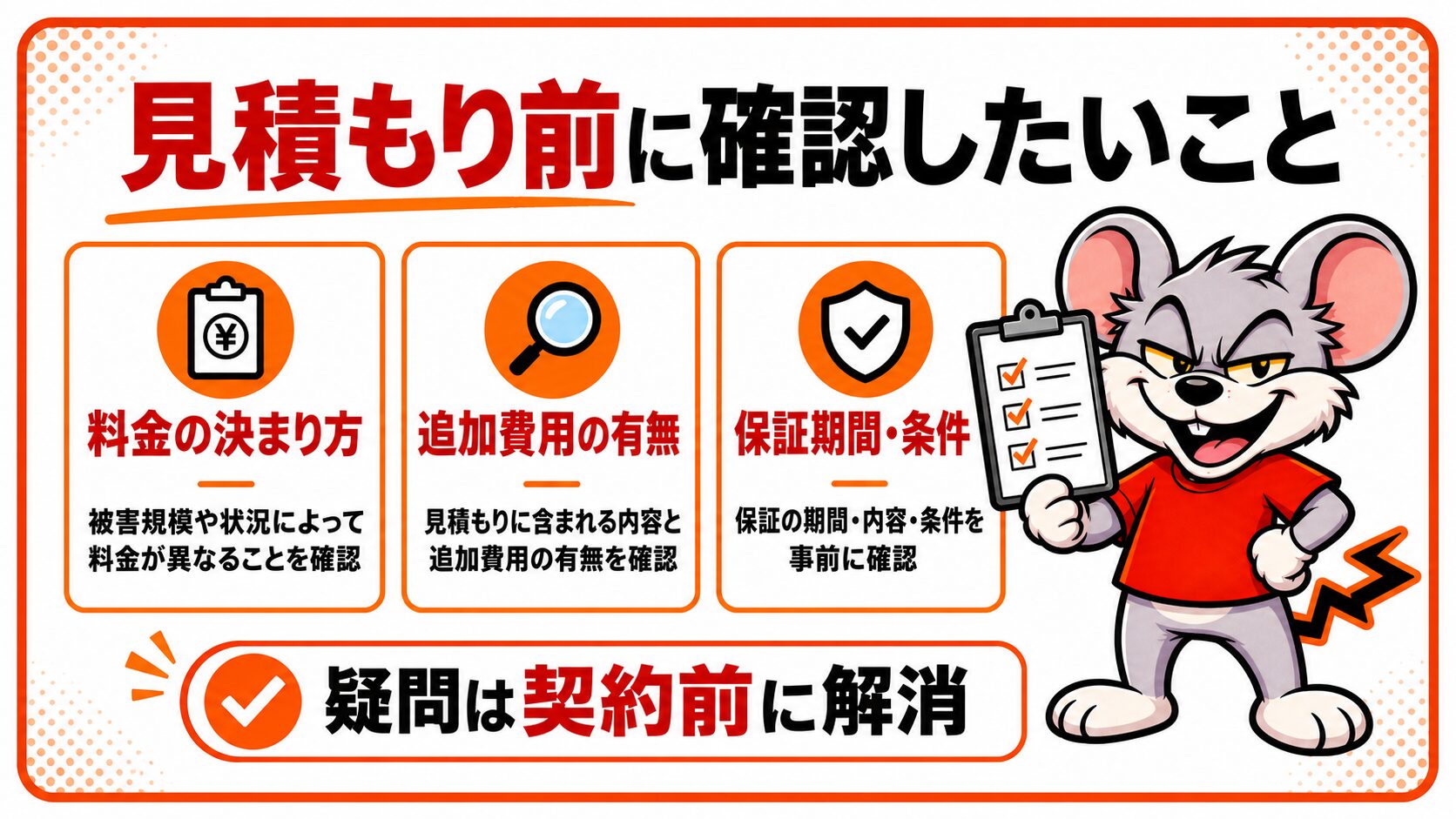見積もり前に確認しておきたいことを図解したスライド