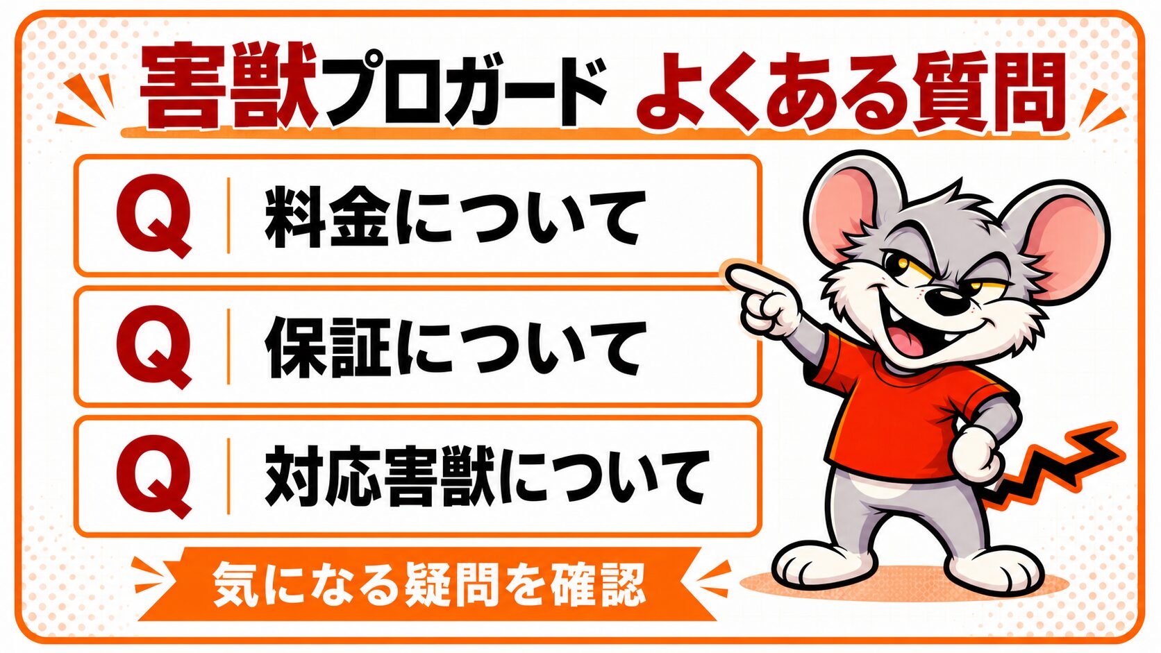 害獣プロガードに関するよくある質問を図解したスライド