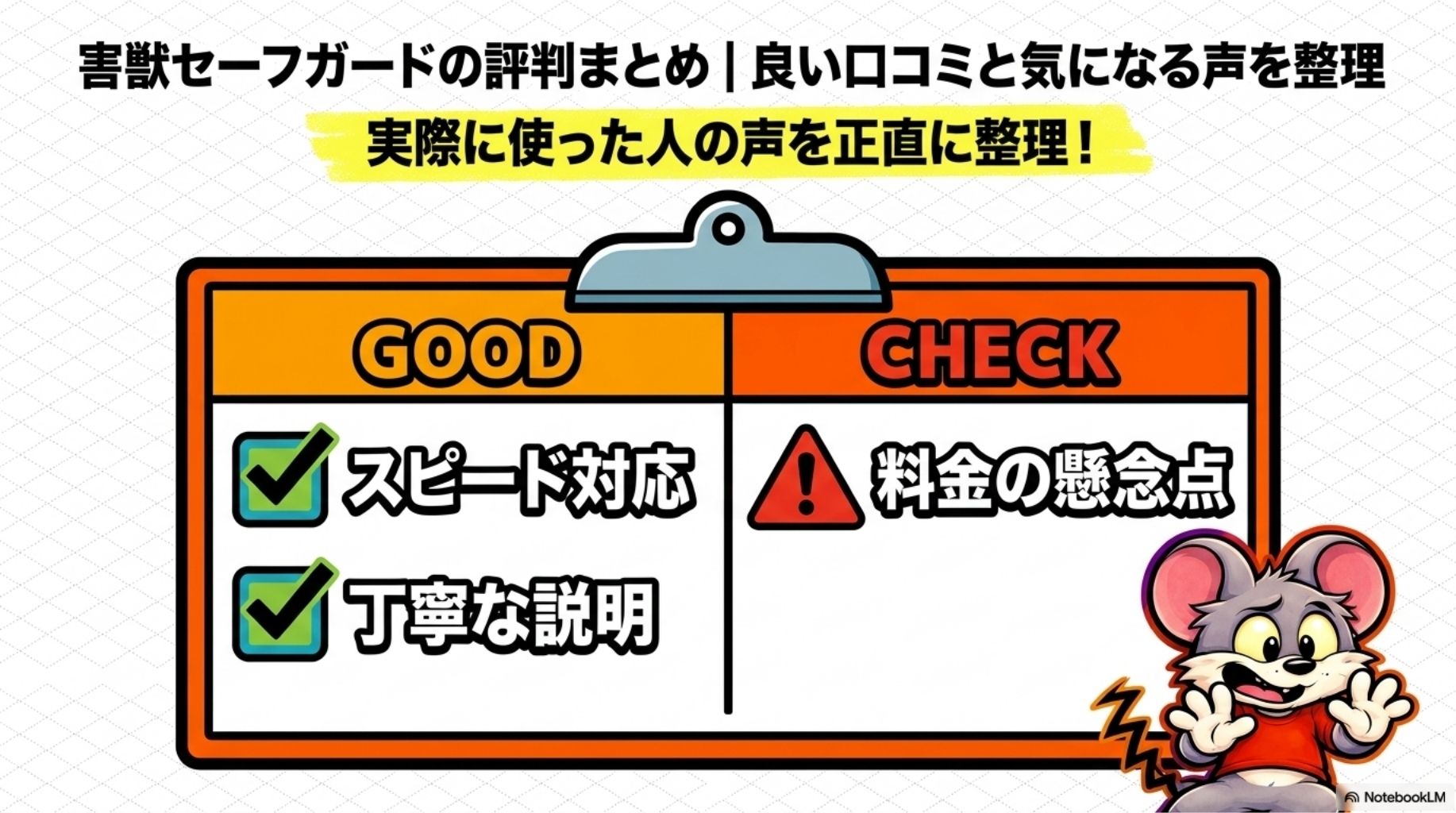 害獣セーフガードの評判まとめの概要を図解したスライド