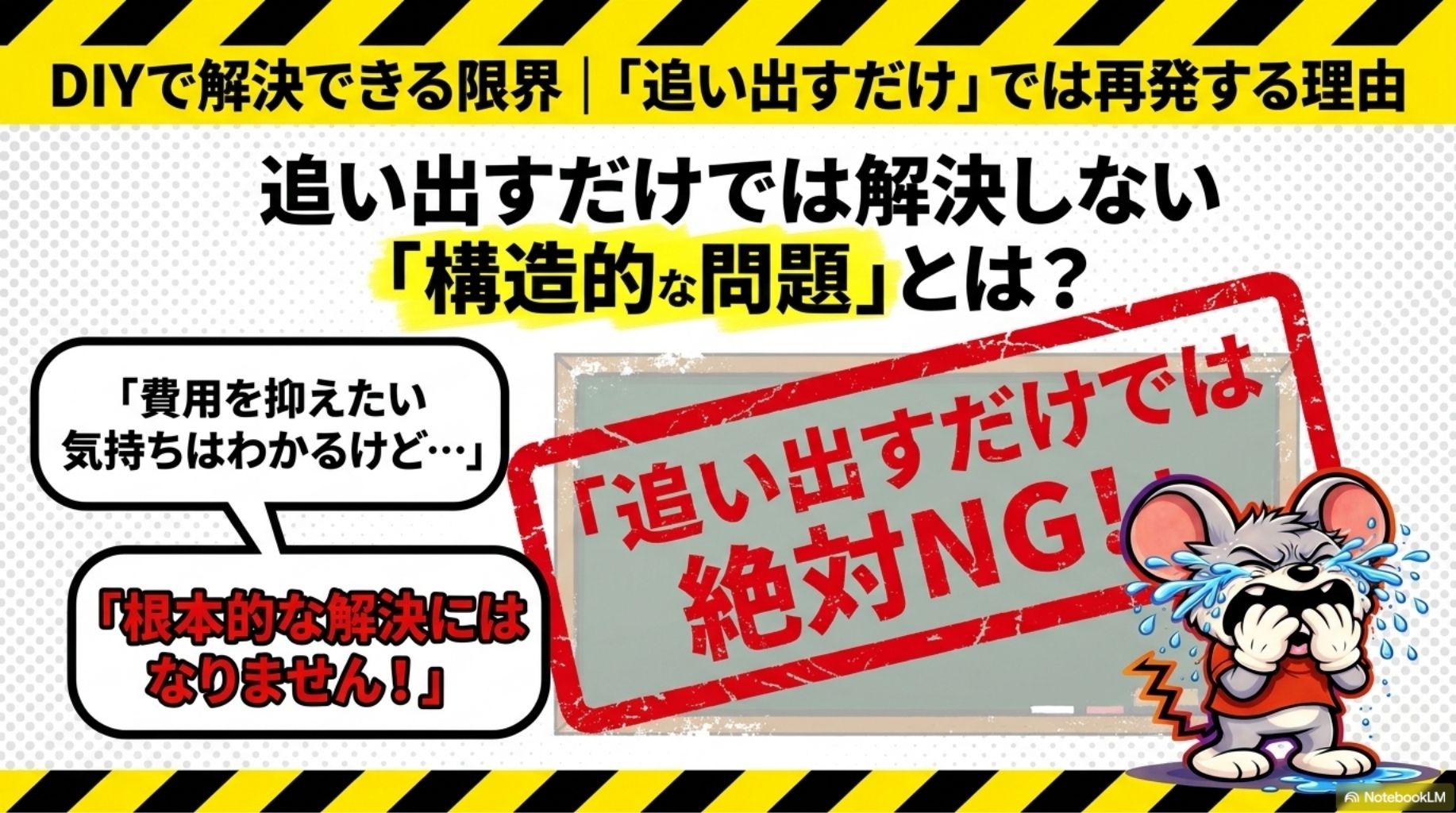 DIYで解決できる限界の概要を図解したスライド