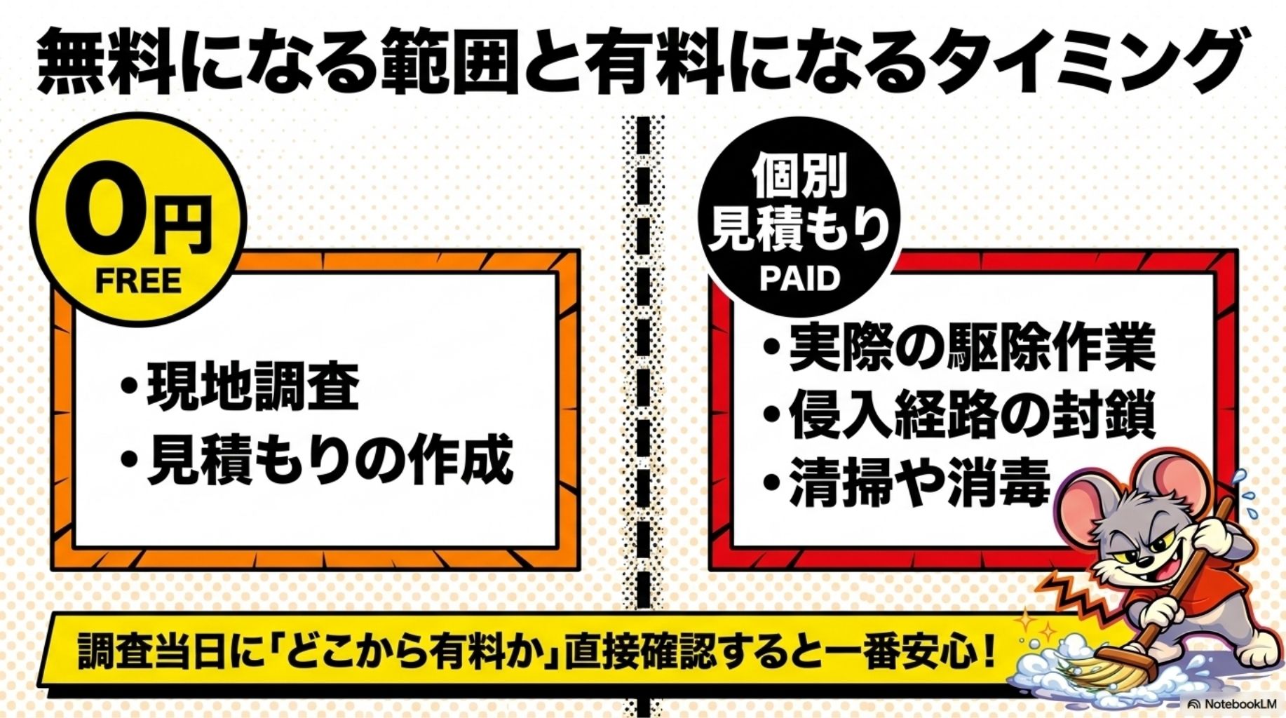 無料になる範囲と有料になるタイミングを解説したスライド