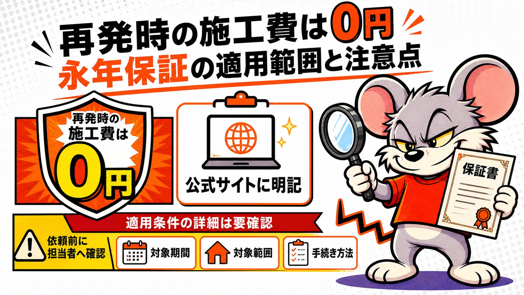 再発時の施工費は0円|永年保証の適用範囲と注意点