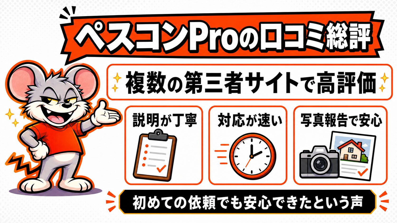ペスコンProの口コミ総評を図解したスライド