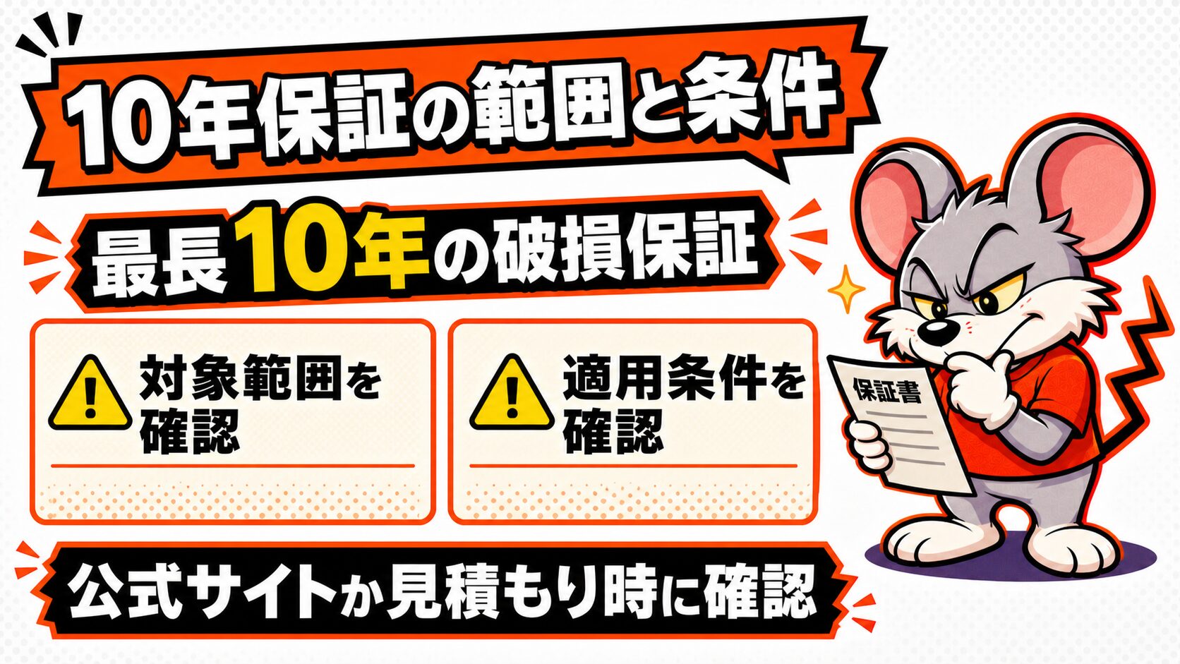 ペスコンProの10年保証の対象範囲と条件の注意点の図解