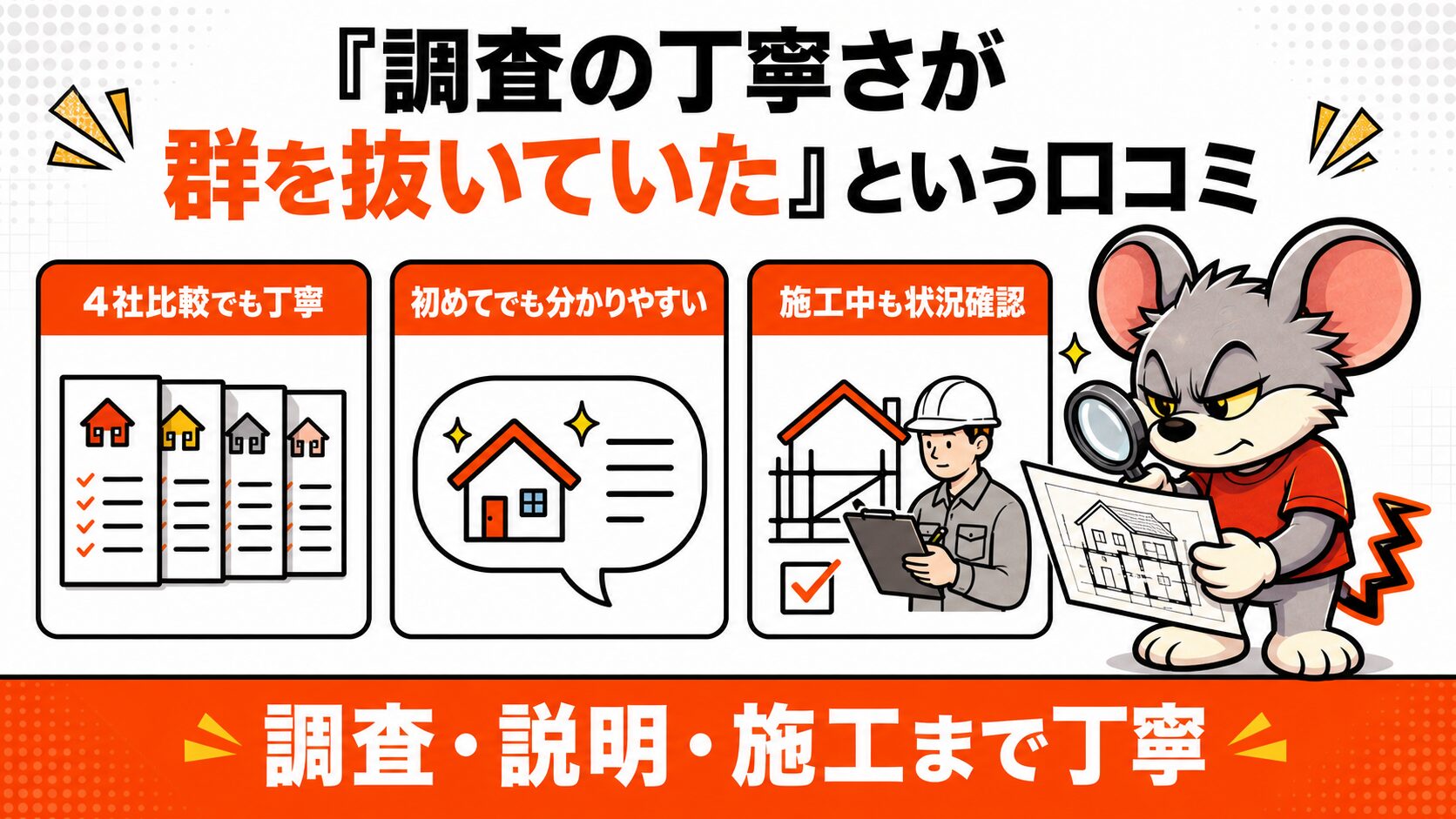 「調査の丁寧さが群を抜いていた」という口コミ