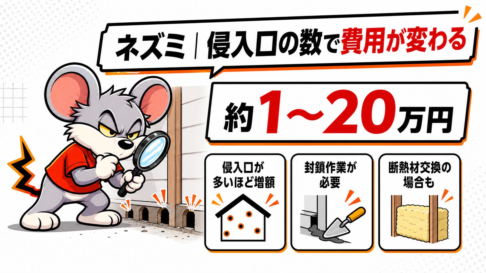 ネズミ|侵入口の数で費用が変わる