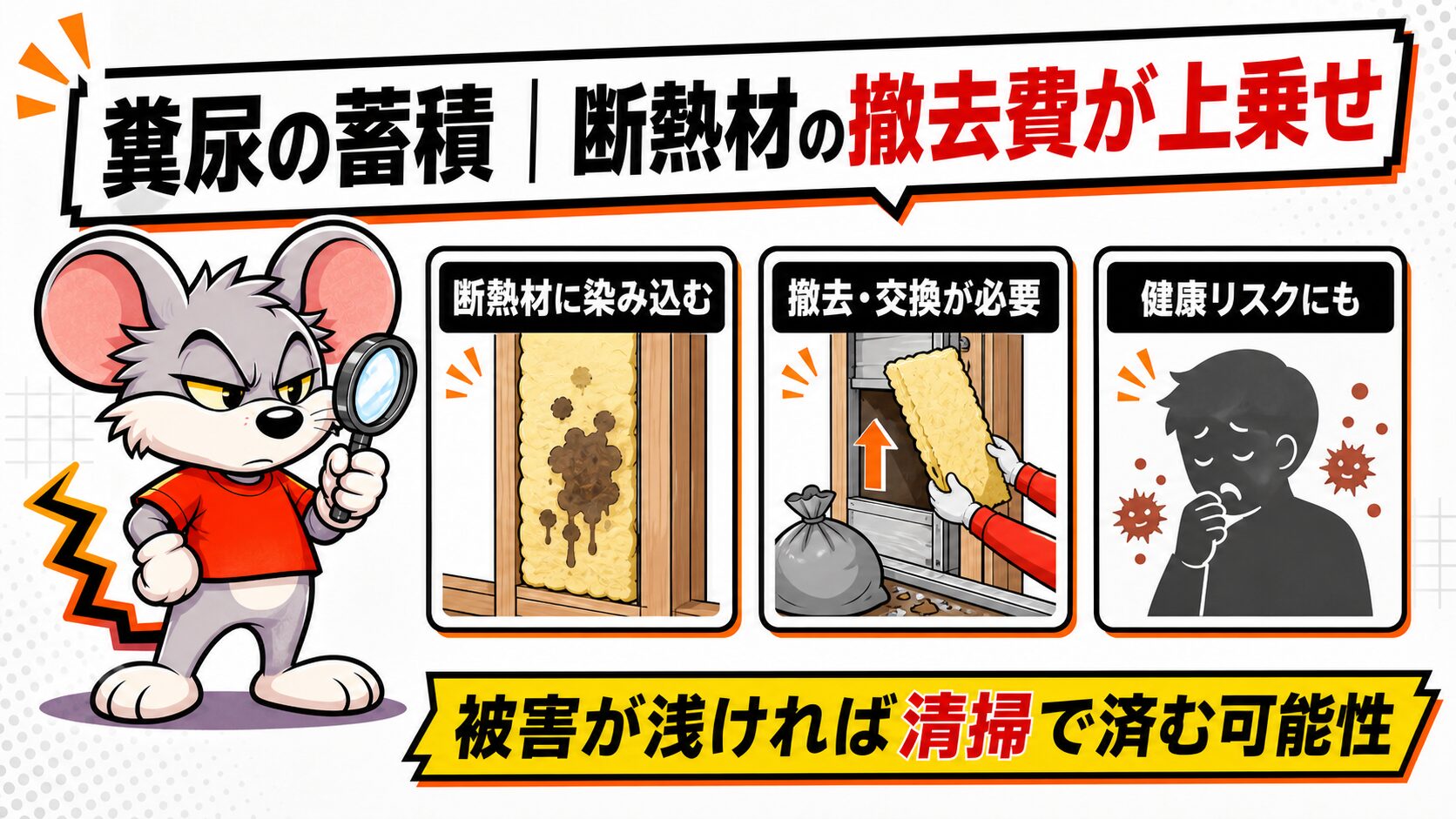 糞尿の蓄積|断熱材の撤去費が上乗せ