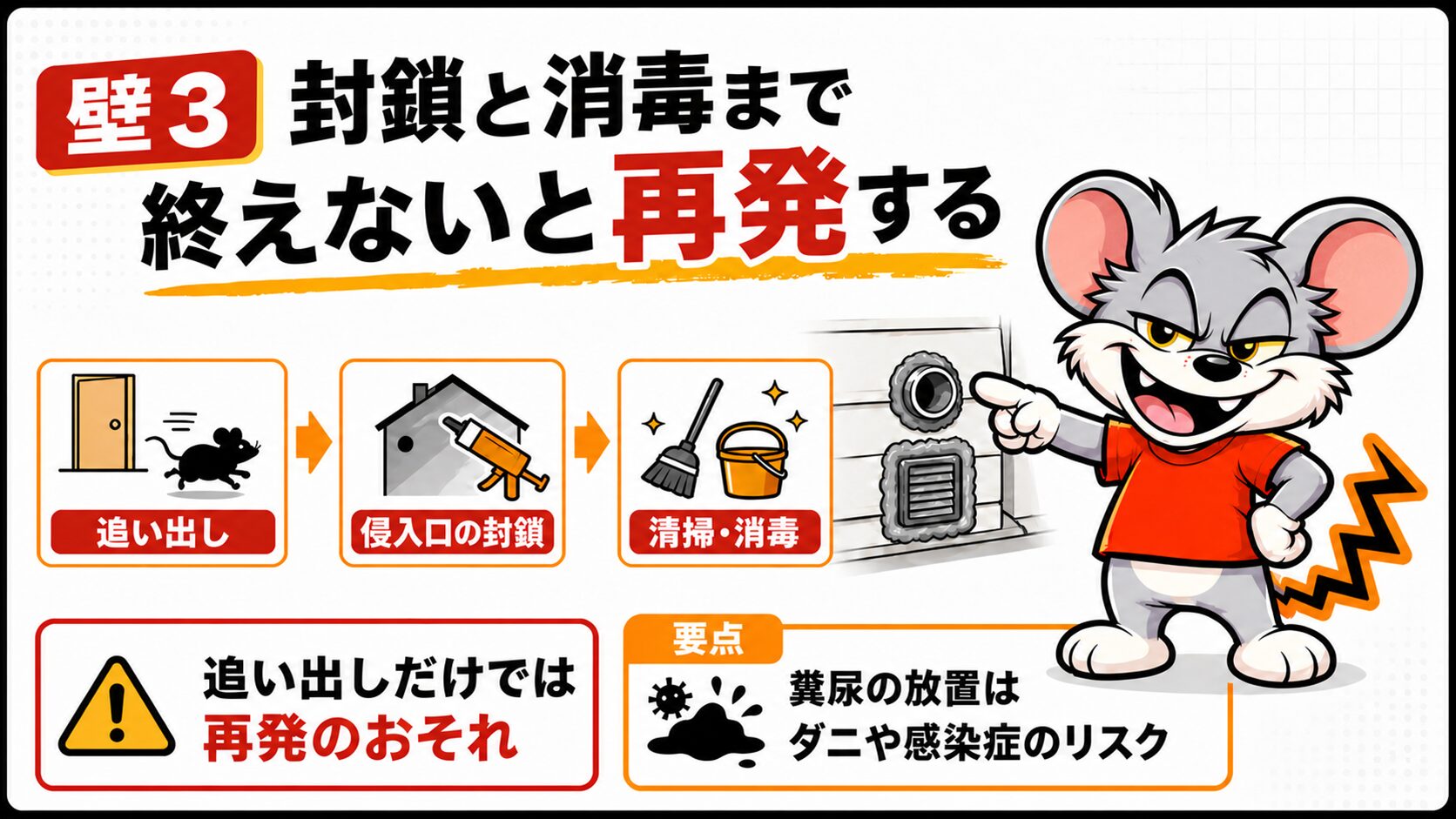 壁3|封鎖と消毒まで終えないと再発する