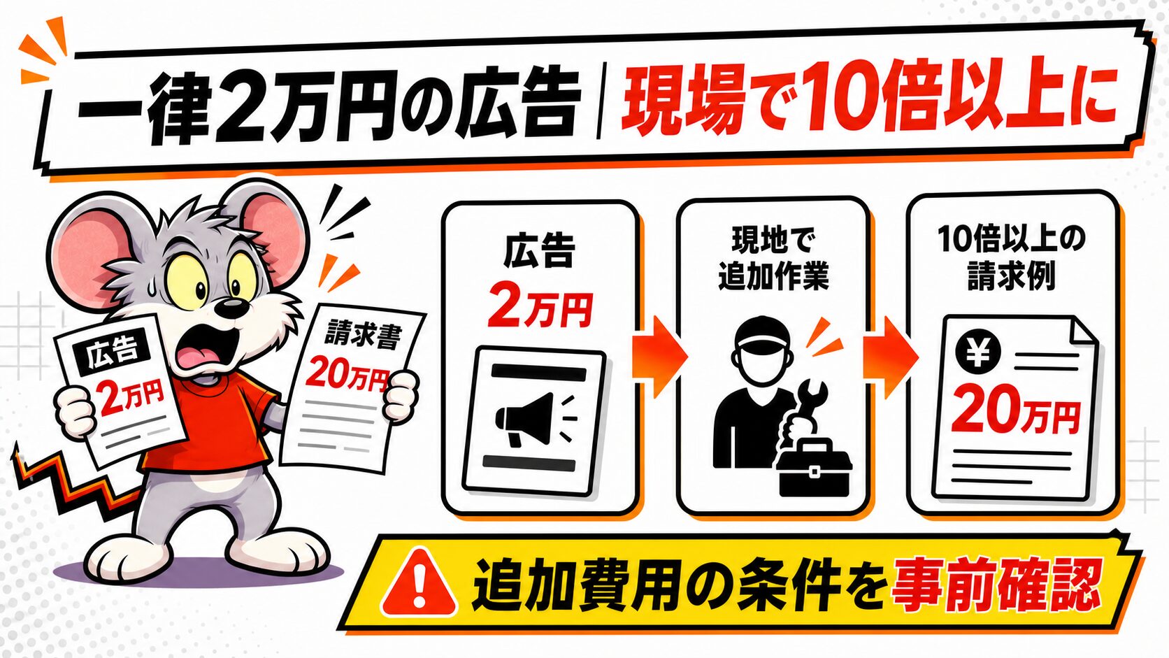 一律2万円の広告|現場で10倍以上に