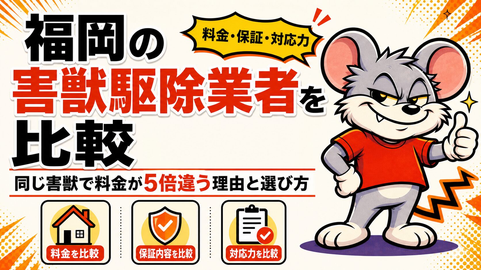 福岡の害獣駆除業者を比較｜同じ害獣で料金が5倍違う理由と選び方