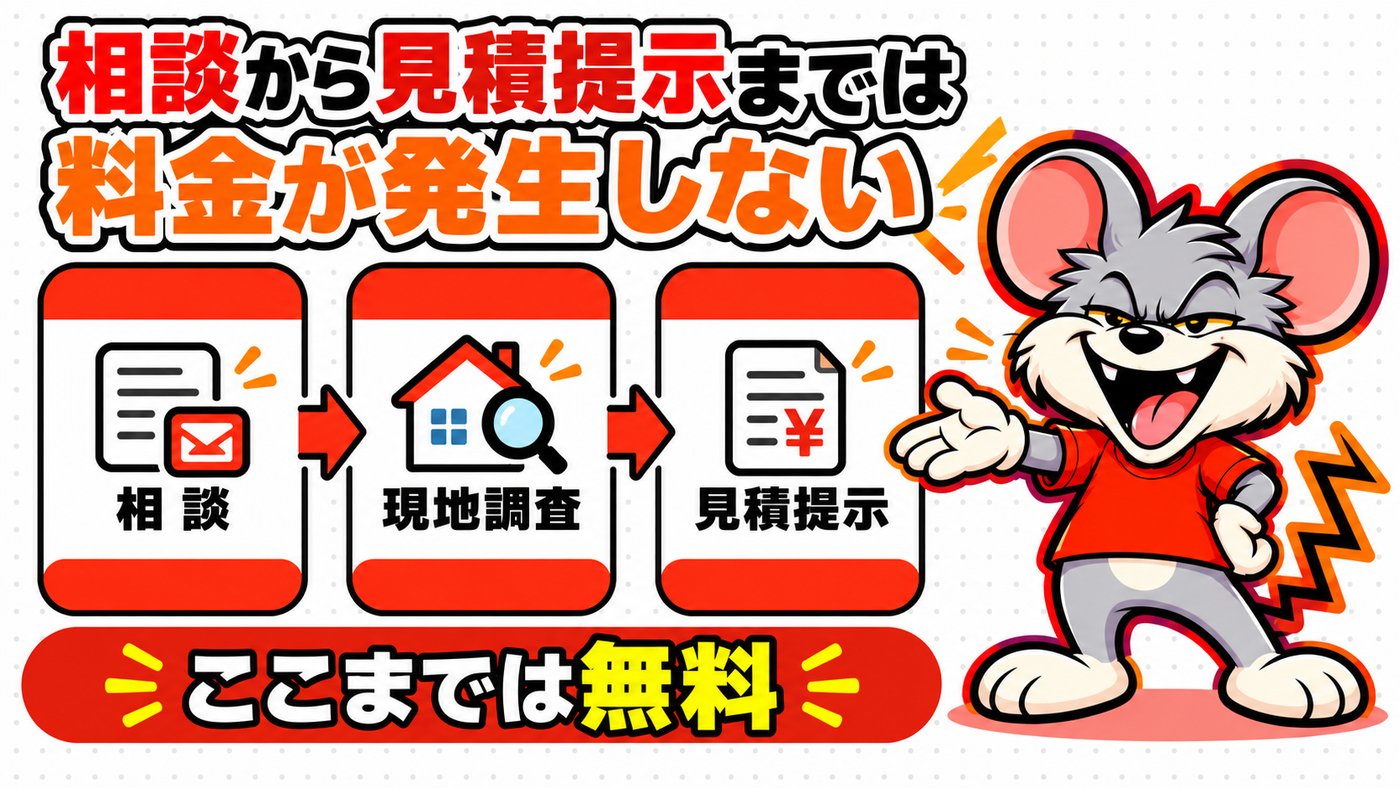 相談から見積提示までは料金が発生しない