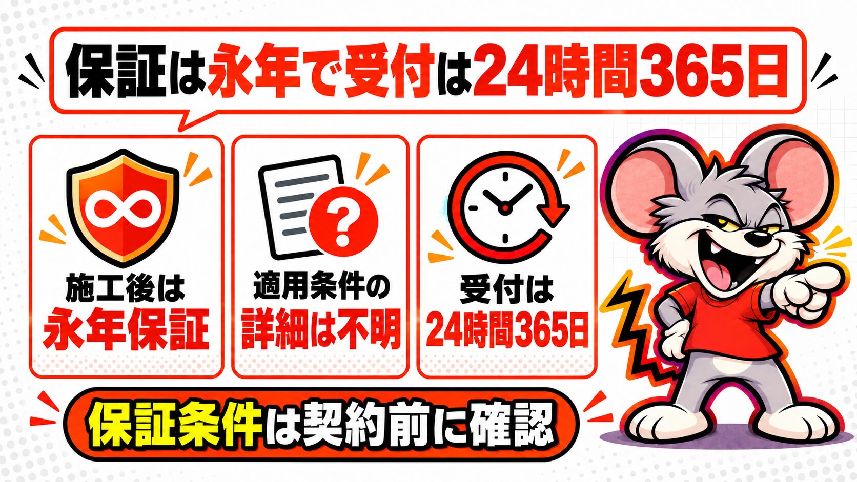 保証は永年で受付は24時間365日