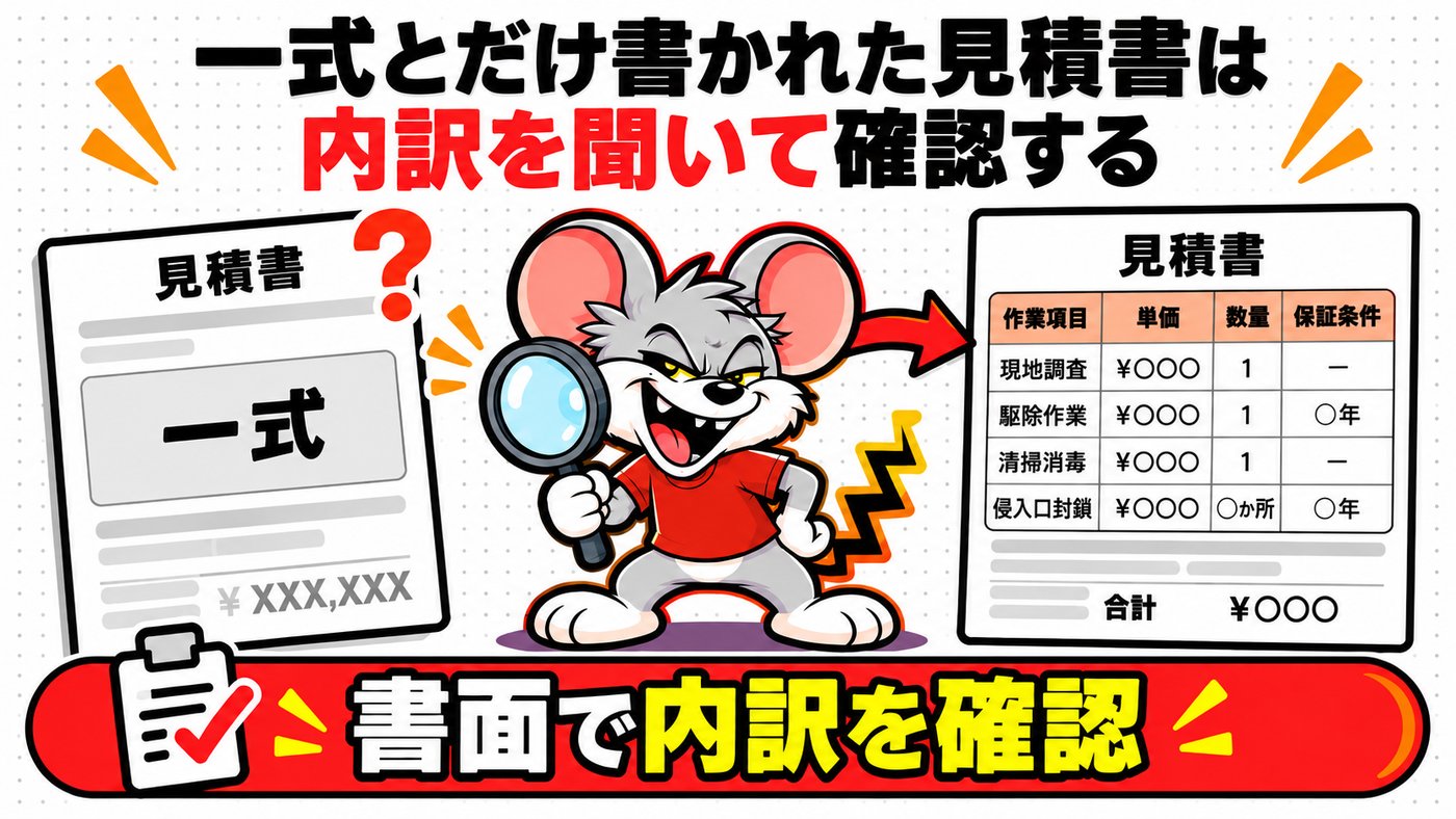 一式とだけ書かれた見積書は内訳を聞いて確認する