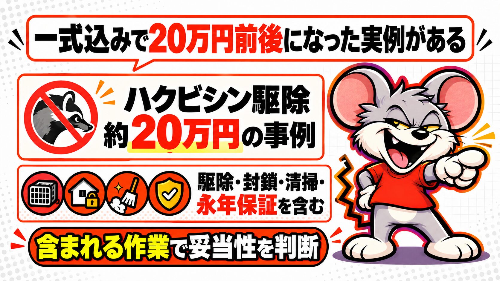 一式込みで20万円前後になった実例がある