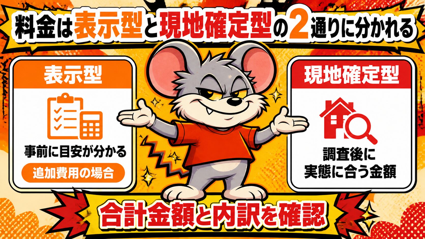 料金は表示型と現地確定型の2通りに分かれる
