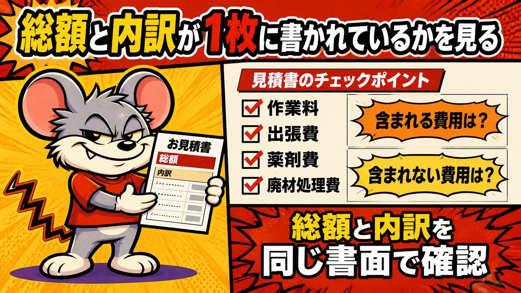 総額と内訳が1枚に書かれているかを見る