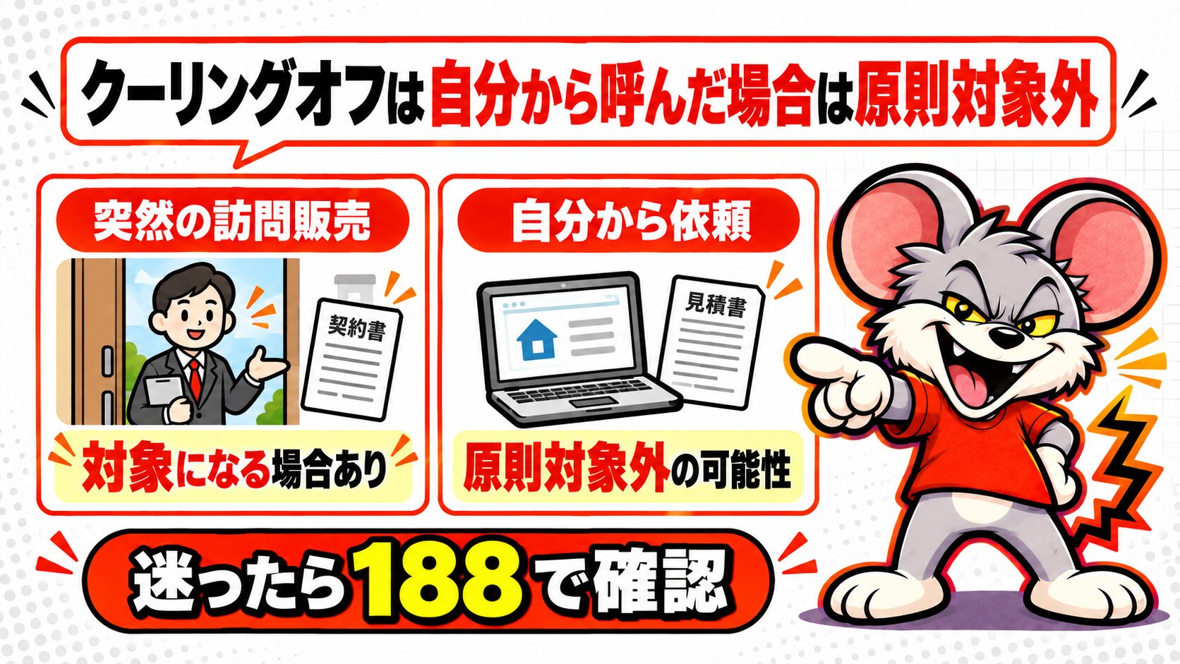 クーリングオフは自分から呼んだ場合は原則対象外