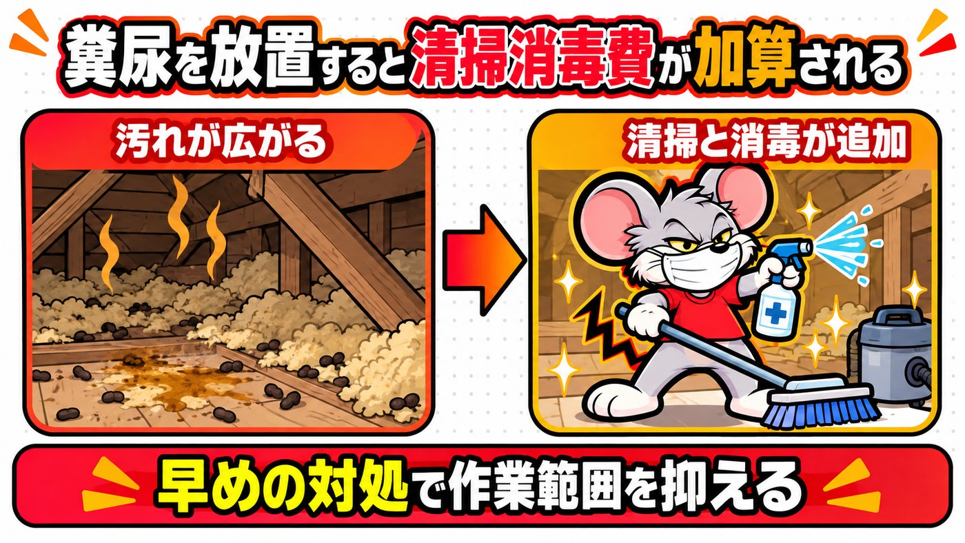 糞尿を放置すると清掃消毒費が加算される