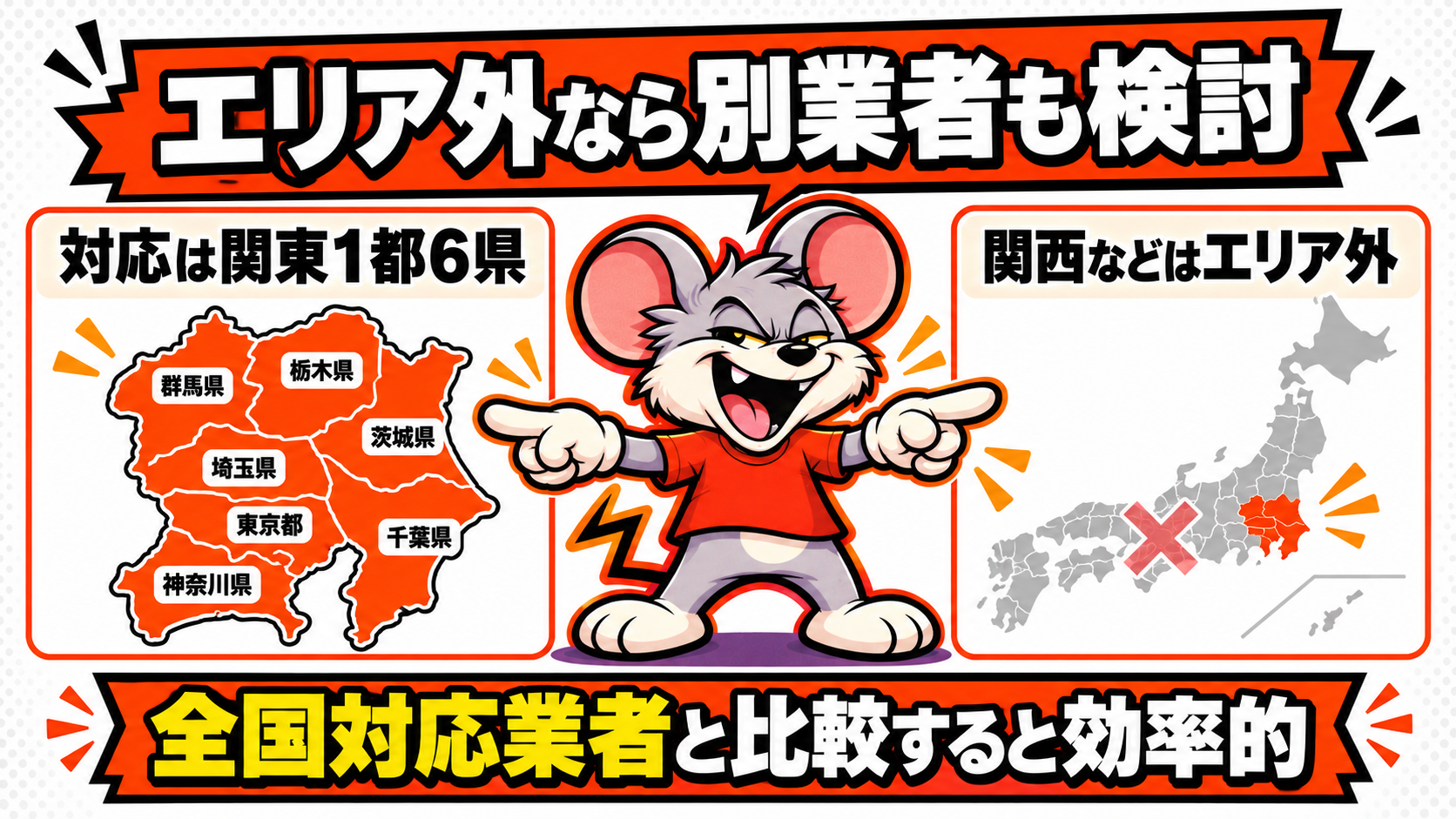 対応エリア外の場合に別業者の検討をすすめる図解